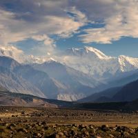 Mountain landscape view of Nanga Parbat north face aka Rakhiot near Jaglot, Gilgit, Gilgit-Baltistan, Pakistan mountain-landscape-view-of-nanga-parbat-north-face-aka-rakhiot-near-jaglot,-gilgit,-gilgit-baltistan,-pakistan